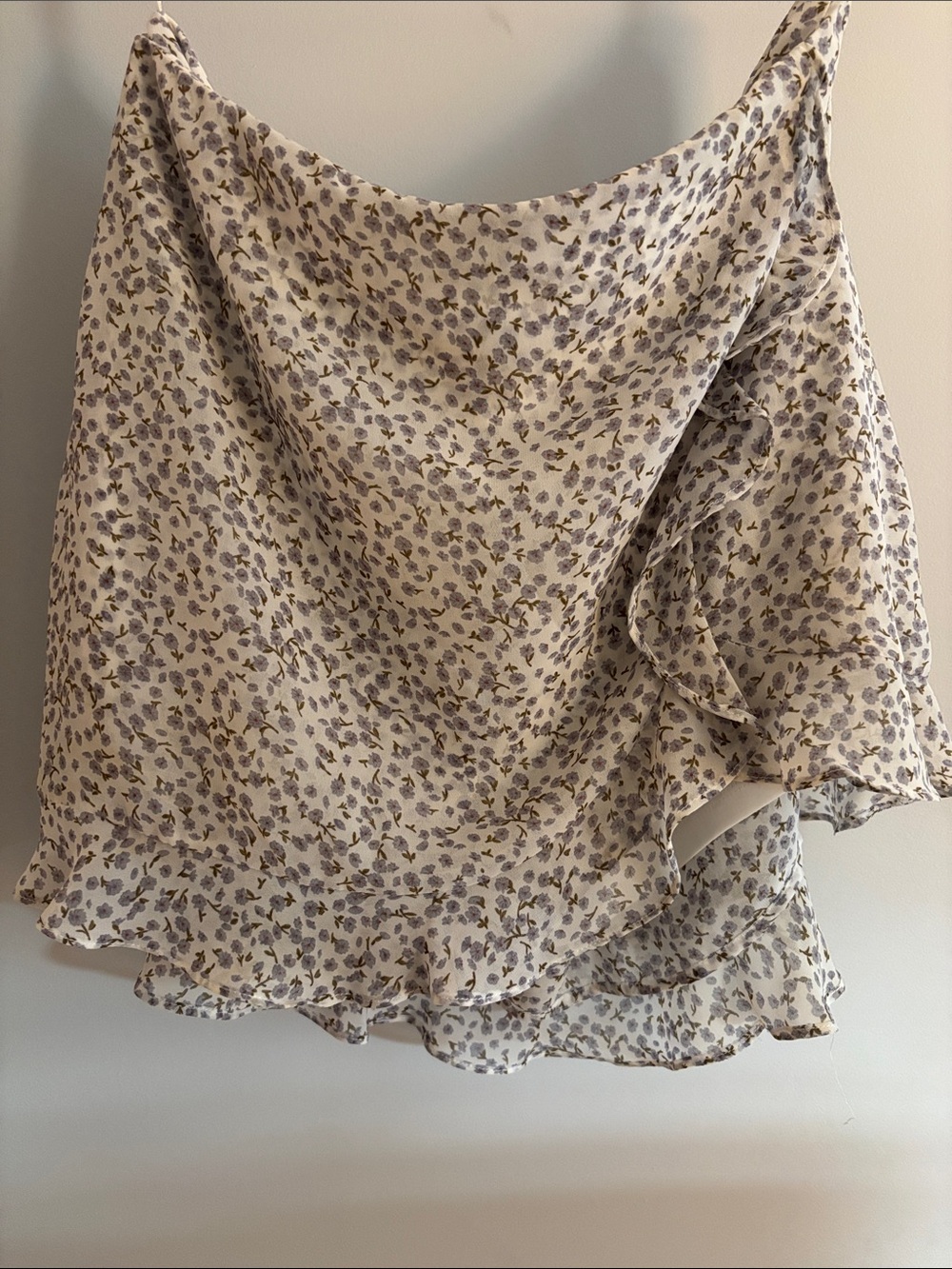 Cotton Candy Cream Mini Skort with Lavender Floral Print